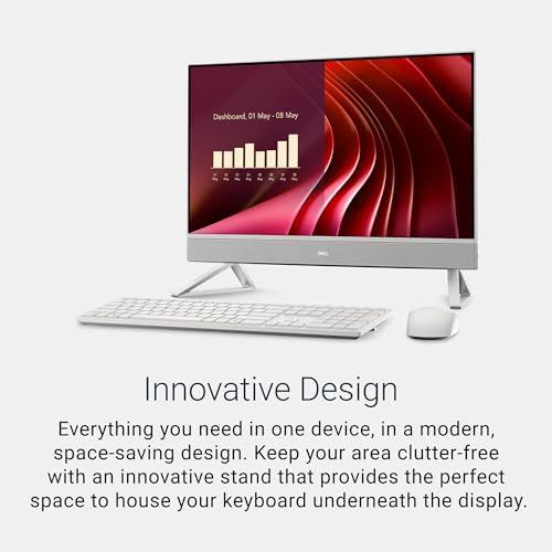 Dell 24 All-in-One Desktop ec24250-23.8-inch FHD Touch Display, Intel Core 5 Processor 120U, Intel Graphics, 16GB DDR5 RAM, 512GB SSD, Windows 11 Home, Onsite Service+6 Months Retail Migrate - White - 3