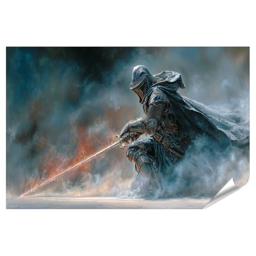 islandburner Poster de qualité supérieure Chevalier mystique dans la brume Fantasy Tableau mural pour donjons et dragons - Grand format