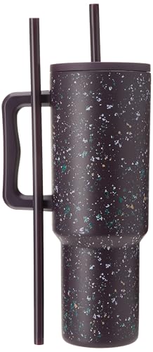 Image of Simple Modern 40 oz Tumbler with Handle and Straw Lid | Insulated Cup Reusable Stainless Steel Water Bottle Travel Mug Cupholder Friendly | Gifts for Women Him Her | Trek Collection | Plum Terrazzo