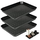 NCZCDZSW 3 Stück Schuhabtropfschale, 35 x 27.5 x 3 cm Schuhablage Schuhabtropfschale, rutschfeste Kunststoff Schuhwanne Schuhmatte mit Erhöhtem Rand für Schuhe Regen Herbst Haushalte Robust