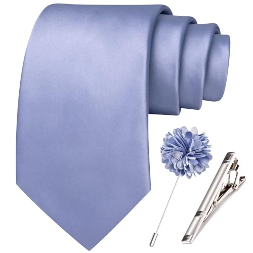Image of Hi-Tie Men's Extra Long Solid Satin Tie Set 63 Inch /70 Inch Formal Necktie