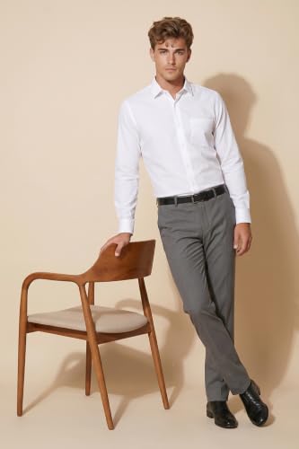 Image of Peter England Men Polycotton Slim Fit Full Sleeve Stretchable Solid Formal Shirt | Lycra Comfort