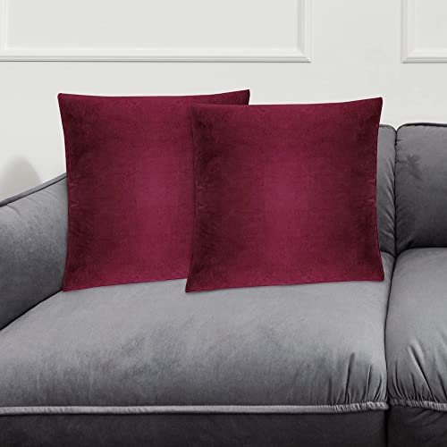 Nexcover Velvet Pillow Covers - Pack Of 4 Pillowcases, 16 X 16 Inch Throw Pillow Cover, Decorative Square Pillowcase, Soft Cushion Case, Fade Resistant Pillow Case For Bedroom, Sofa, Couch, Burgundy #TOP7