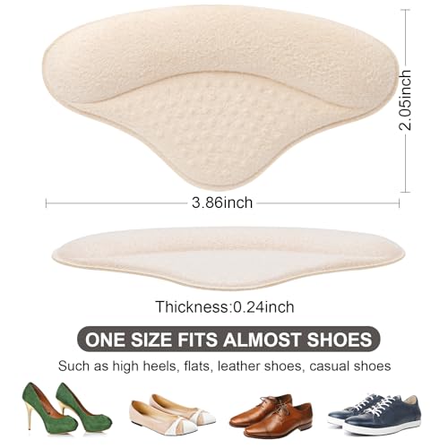 Image of 6 Pairs Heel Cushions Inserts for Loose Shoes, Heel Pads Grips Liner Snugs, Filler Improved Shoe Fit and Comfort, Prevent Too Big Shoes from Slipping,Heel Pains frictions and Blisters (Beige)