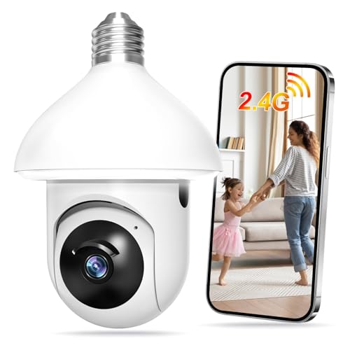 PHANSATIM Light Bulb Camera 1080P Full-Color Night Vision Motion Detection & Alarm Notifications Two-Way Audio Alexa Compatibility & Cloud Storage Support Porch Lighting