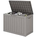 GULAIMOAO Outdoor Storage Box, 45 Gallon Deck Box with Lockable Lid, Waterproof Resin Storage Bin for Cushions, Garden Tools, Patio Furniture, Grey
