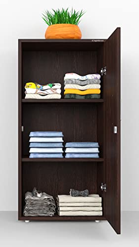 Image of Captiver Alba Engineered Wood Free Standing Home Office Storage Wardrobe cabinets Organizer with 1 Door Lockable (19X15X38 Inch, Wenge)