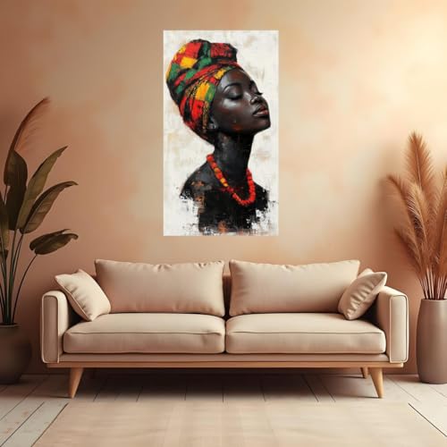 Tableau femme africaine prêt à accrocher pour habiller un mur vide