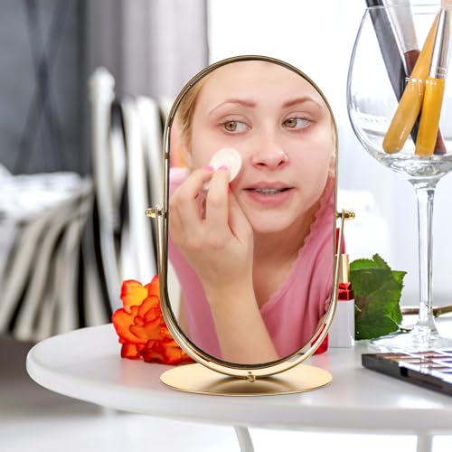 Espejo de maquillaje vintage con soporte pequeño de metal miniatura 3