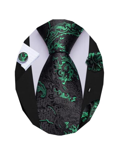 Image of Barry.Wang Paisley Tie Sets Hanky Cuff Links Flower Neckties Fashion