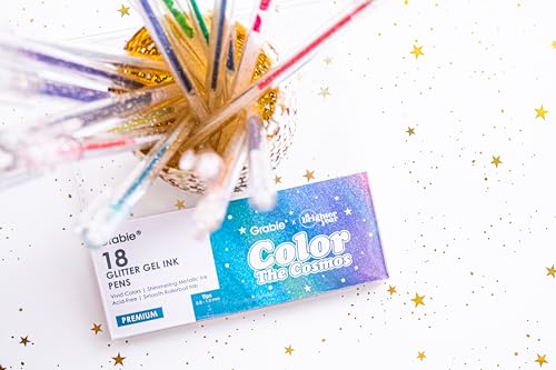 Bolígrafos gel multicolor glitter set 18 unidades miniatura 3