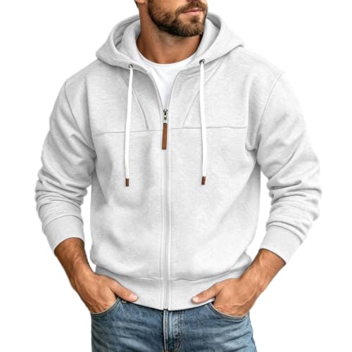 Mens Full Zip Hoodies Fashion Fleece Drawstring Hooded Sweatshirts Jackets - image 1