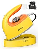 Sundu Mini Travel Iron with Steam,1000W Portable Steamer Samll Iron for Quilting & Sewing,300 Microsteam Holes,90ml water tank,lockable safety base,Digital Temperature Control-Yellow