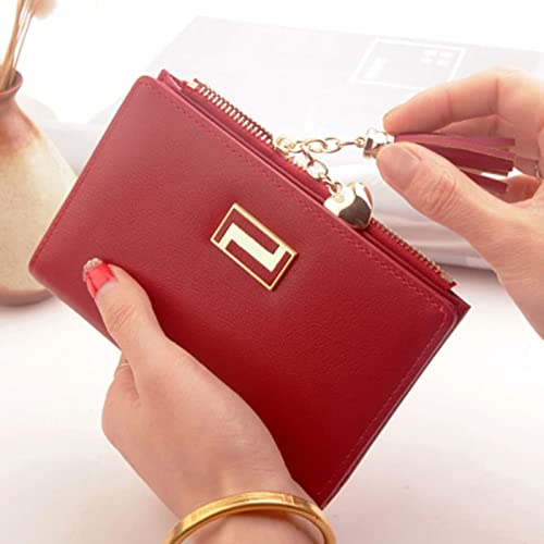 Womens wallet Short Zipper Tassel Soft Leather Ladies Card Holder Slim Purse Female Small (Blue)3