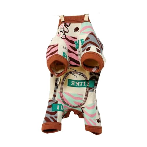 TaniWina 犬 術後服 術後ウェア エリザベスカラーに代わる 皮膚保護 傷舐め 傷口の保護 小型犬 アニマル柄ロンパースになります 術後服 犬 男の子 (ML,カーキー)