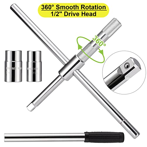 Spurtar Werkzeug Kreuzschlüssel Kreuzschlitzschlüssel Teleskop Radmutternschlüssel Kreuzschlüssel Auto Set 17mm/19mm, 21mm/23mm mit 2 Standardbuchsen Radkreuz für Autoreifen