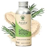 Awake Organics Caffeine + Rosemary Shampoo Powder 55g | Natural Hair Growth & Anti-Shedding Shampoo | Waterless, Sulphate Free, Silicone Free, Vegan, Made in England