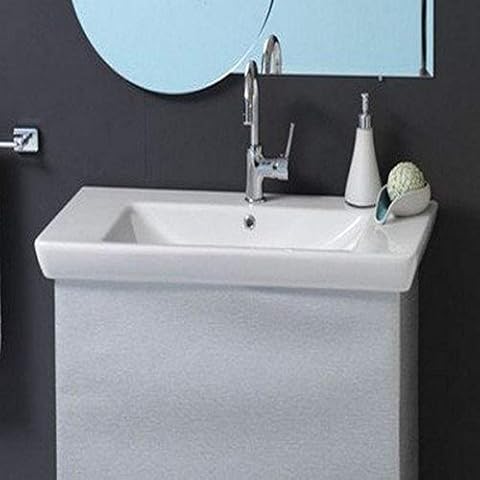 CeraStyle 068300-U-One Hole Porto Rectangular Ceramic Wall Mounted/Self Rimming Sink, White Cover