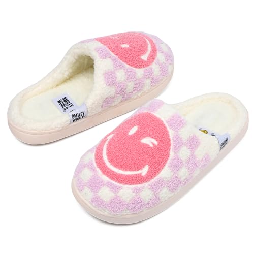ZHPTO SmileyWorld® Chaussons Homme et Femme Chaude Antidérapantes Confortables Pantoufles en Peluche Mousse à Mémoire Chausson Hiver Intérieur Extérieur...