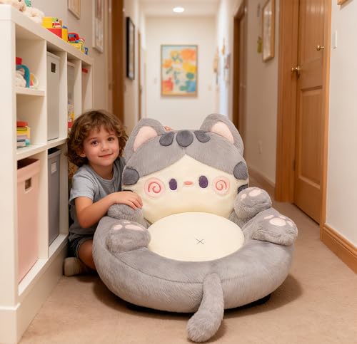 Bean Bag Chair for Kids, Soft Cozy Bear Paw Shaped Chair, Children Sofa, Small Cartoon Couch, Child Cute Chair, Cushion Plush Comfort Seat Pad, Futon Bear Armchair Kids Furniture (grey)