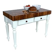 John Boos Walnut Rustica - 4" Thick End-Grain Walnut Butcher Block - 48"W x 24"D, Natural Maple Base