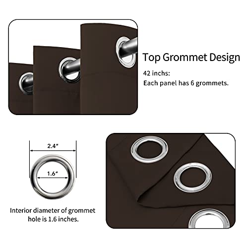 Image of Easy-Going Blackout Curtains for Bedroom, Solid Thermal Insulated Grommet and Noise Reduction Window Drapes, Room Darkening Curtains for Living Room, 2 Panels(42x63 in, Dark Brown)