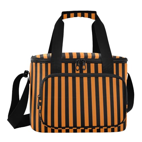 aidingzhi Bolsas de almuerzo reutilizables de gran capacidad con líneas naranjas y negras para niñas