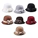 FACAILUO Fedoras Hat for Adult Women Fashion Flower Bowler Wool Cloche Cosplay Costume 20S Flapper Dome Women Fashion Fedoras Black