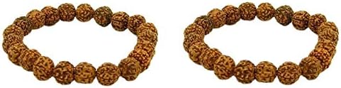 SAHAYA Set of 2 pcs Panchmukhi Rudraksha Bracelets with Elastic Band for Men and Women