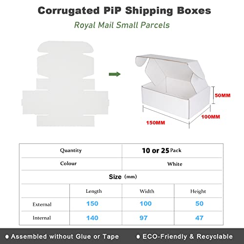 White Corrugated Cardboard Boxes, 150x100x50mm Royal Mail PIP Small Parcel Boxes, Mailing Boxes for Business Posting - Image 2