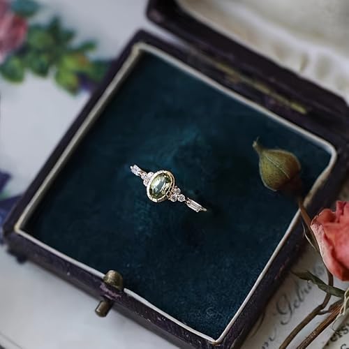 Golden Plated Copper with Vintage Oval Cubic Zirconia Statement Ring Personalized Accessory Ideal for Women’s Daily Casual Wear Party Holiday Anniversary Love Jewelry Gift