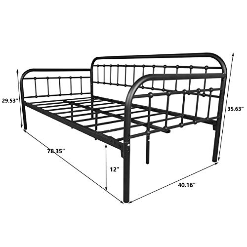 Jurmerry Metal Daybed Frame Twin Size With Steel Slats Platform Furniture,Black #TOP2