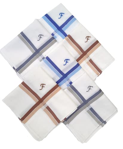 Image of ANTONIA Men's Initial Alphabet Handkerchiefs | Premium Cotton Personalized Hankies with Letter Embroidery (A-Z) | Soft, Absorbent & Reusable | Formal, Wedding & Gift Use | Pack of 6