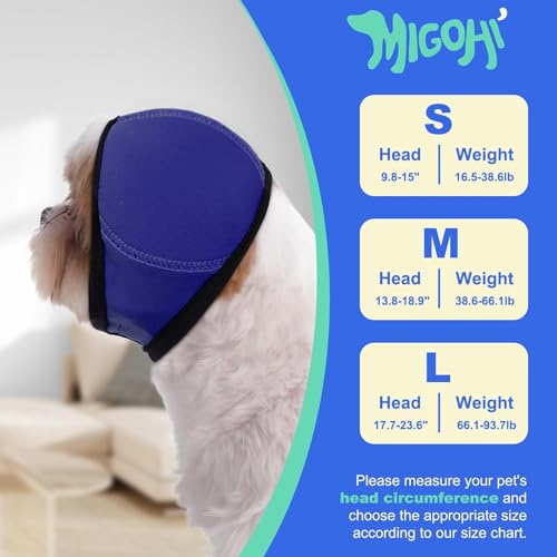 Image of MIGOHI Dog Ear Muffs Noise Protection, Calming Hoodie with Soft Padding-Adjustable Headphones for Dog, Hook & Loop Headband for Dogs, M, Navy Blue