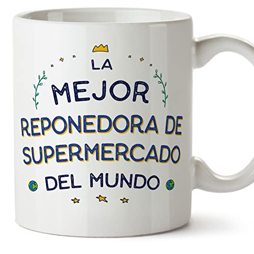 MUGFFINS Tazas para REPONEDORA DE SUPERMERCADO mujer - En Español - Mejor del Mundo - 11 oz / 330 ml - Regalo original y divertido