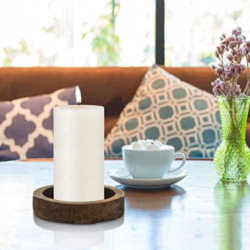 Image of Stonebriar Tall 3 x 6 Inch 80 Hour Long Burning Unscented Wax Flat Top Pillar Candles, White, 6 Pack