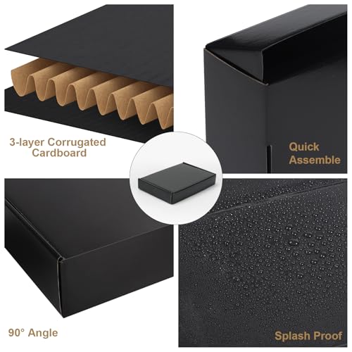 Image of ZBEIVAN 6x4x1 Black Shipping Boxes Set of 50, Corrugated Cardboard Mailer Boxes for Packaging Small Business Mailing Gifts