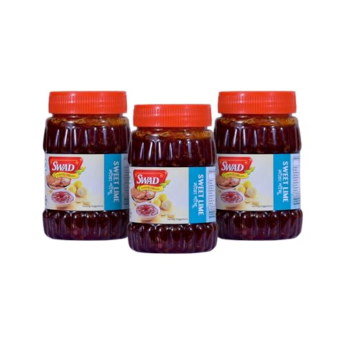 Image of SWAD Sweet Lime Pickle | Khatta Meetha Nimbu Achar | No Preservatives | Traditional Indian Nimbu Pickle | Pack of 3 (280g Each)
