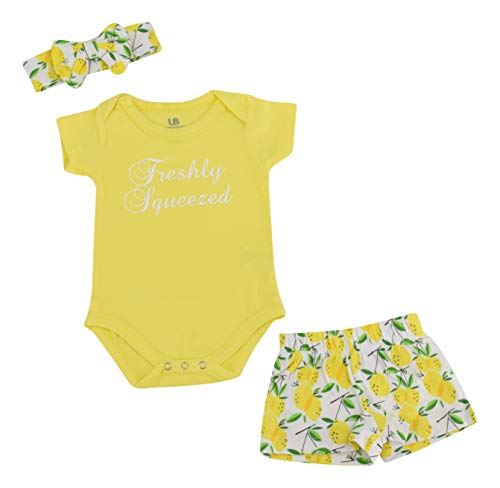 Image of Unique Baby Unisex 3 Piece Layette Onesie Sets Romper Shorts Pants Cap Headband