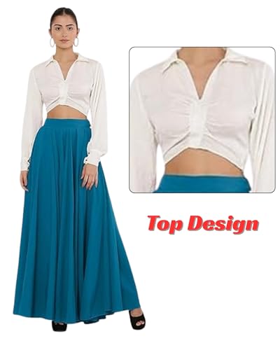 Image of JYESHTA Women's American Crepe Flared A Line Stitched Long Skirt with 12 Mtr Flare 40 in Height | Skirts for Women Long Length | Long Skirts for Girls