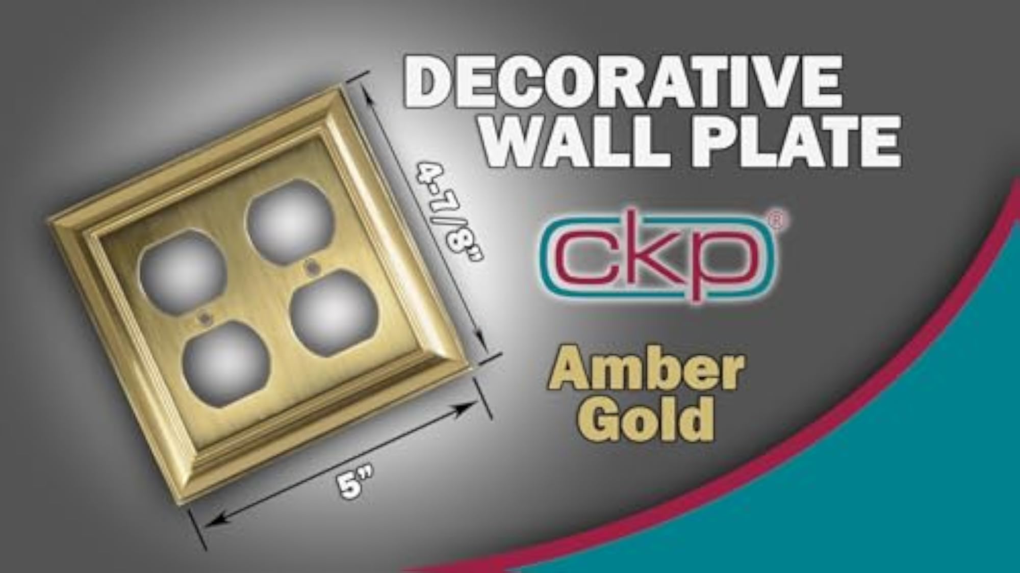 Decorative Double Duplex Wall Plate, Solid Steel Construction