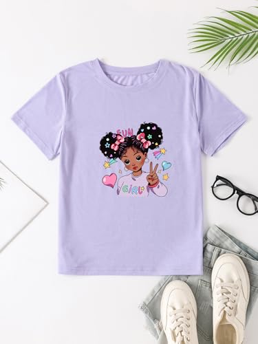 Cute Cartoon Girl Print Short Sleeve T-Shirt2