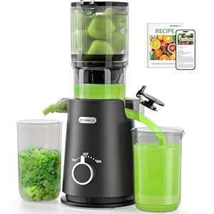 Juicer Machines, ECOSELF Large Feed Chute for Family Needs, Professional Hands Free Cold Press Juicer For Whole Fruits & Vegetables, Self Feeding for Juice Extractor Machine, Easy to Clean