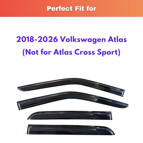 Image of KPY Rain Guards Fit for 2018-2026 Volkswagen Atlas, Out-Channel Window Visors Vent Wind Deflectors 4PC, Car Accessories for 18-26 VW Atlas (Not for Atlas Cross Sport)
