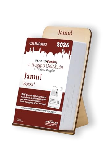 Calendario Strappapensieri in Dialetto JAMU! di Reggio Calabria, Strappapensieri Giornaliero, Supporto in Legno, Edizione con Proverbi e Modi di Dire Calabresi, Calendario da tavolo