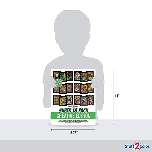 Super Pack Of 18 Fuzzy Velvet Coloring Posters (Creative Edition) - Great For Family Time, Arts & Crafts, Travel, Classrooms, Care Facilities [All Ages Coloring: Girls, Boys, Adults, Toddlers, Teens] #TOP5