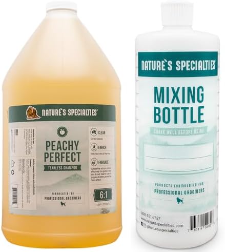 Nature's Specialties Mixing Bottle and Dog Shampoo Concentrate Bundle, Easy to Read Measurements Mixing Bottle 32 oz, Peachy Perfect Dog Shampoo Concentrate 1 gal image 4