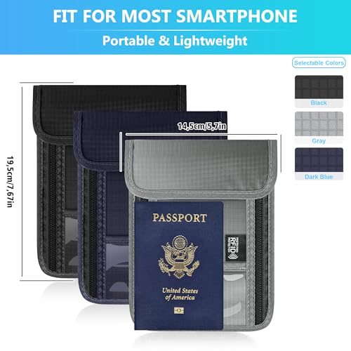Neck Wallet with RFID Blocking, Waterproof Travel Passport Holder with Adjustable Strap, Passport Wallets Pouch Travel Essentials for Women Men (Dark Blue)2