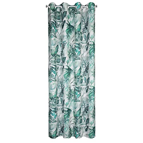 Eurofirany Adeline Botanical Leaves Pattern with Eyelets Microfibre Curtain 1 Piece Modern, Elegant, for Bedroom Living Room - Image 4