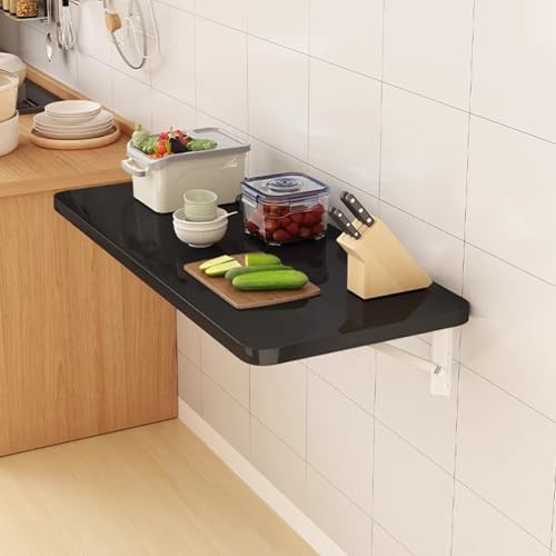 Bureau flottant rabattable noir 80x60 cm table murale gain de place